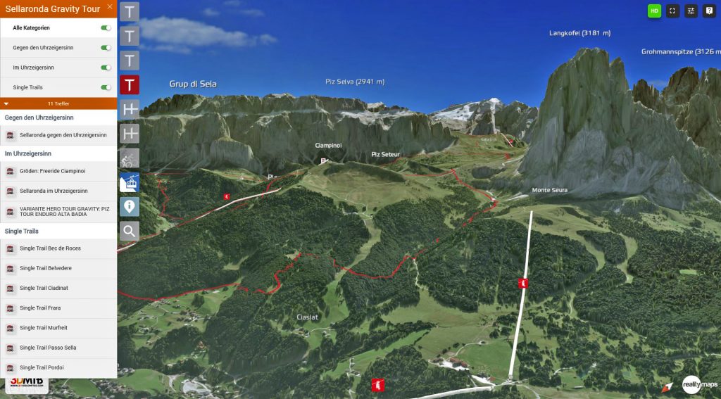 3D Karte MTB Dolomites